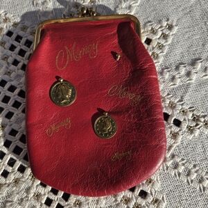 St Thomas 1960's Red Leather Coin"Money" Purse